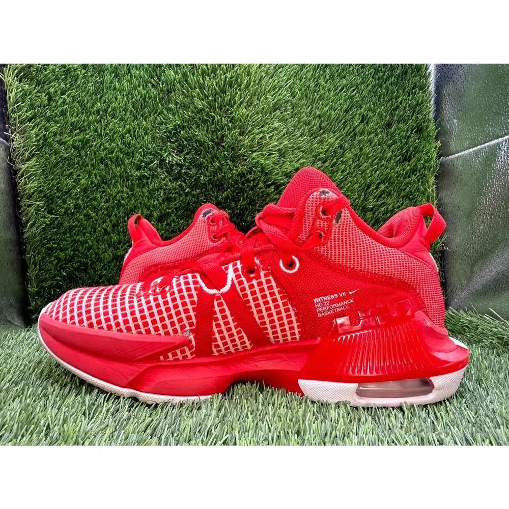 Nike LeBron Witness 7 TB DZ3299-600 Athletic Sneaker Men's 7.5 Red Mesh Sports